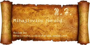 Mihajlovics Harald névjegykártya